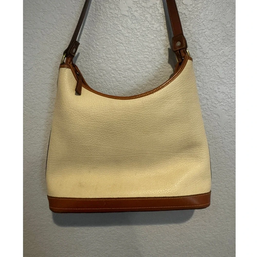 Vintage Dooney & Bourke All Weather Leather Hobo Bag Cream Tan USA  Quiet Luxury